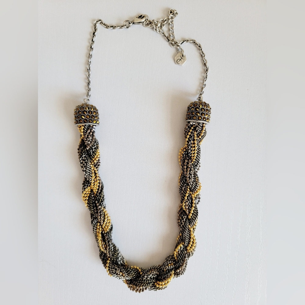Tri-color braided necklace